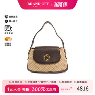 中古Gucci古驰女包S级99新Shoulder bag肩包帆布单肩包棕色