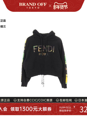 中古Fendi芬迪女A级95新Parker连帽衫棉上衣黑色