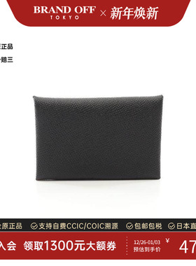 中古Hermes爱马仕女S级99新coin purse零钱包牛皮零钱包黑色时尚