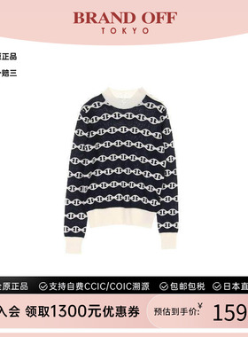 中古Hermes爱马仕女S级99新Chaine d'Ancre猪鼻子羊毛上衣黑色