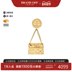 中古Chanel香奈儿女A级95新brooch胸针镀金金属胸针金色