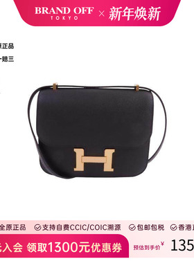 中古Hermes爱马仕女包S级99新Constance康康系列牛皮斜挎包黑色