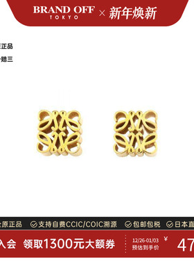 中古Loewe罗意威女S级99新stud earrings耳钉925银耳夹/耳钉金色