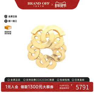 中古Chanel香奈儿女A级95新brooch胸针镀金金属胸针金色