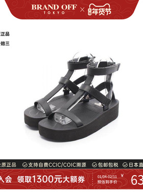 中古Hermes爱马仕女A级95新sandals凉鞋牛皮鞋黑色