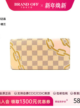 中古LV路易威登女A级95新bi-fold双折涂层/防水帆布长钱包白色