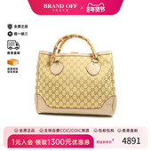 中古Gucci古驰女包A级95新Handbag手包帆布手提包棕HK时尚 休闲