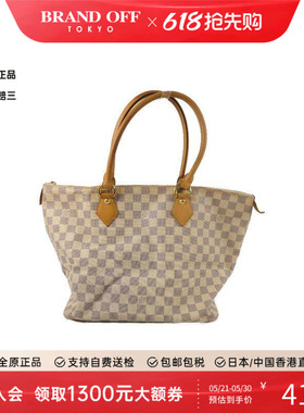 中古LV路易威登女包B级9新Saleya MM涂层/防水帆布托特包白色