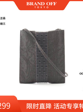中古Hermes爱马仕女包B级9新Shoulder bag肩包帆布斜挎包灰色正品