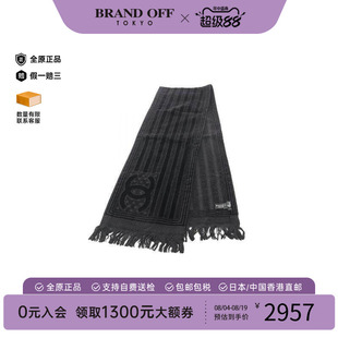日本中古二奢Chanel香奈儿女A级95新muffler棉围巾/丝巾黑色正品