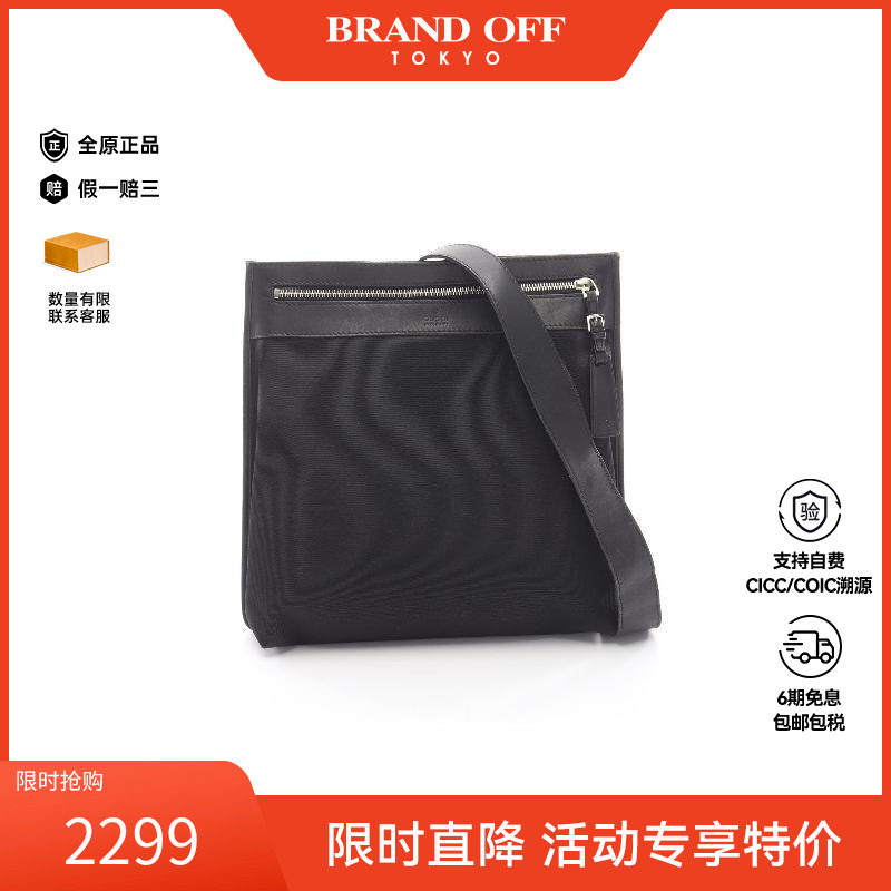 中古Gucci古驰女包B级9新Shoulder bag肩包帆布斜挎包黑色