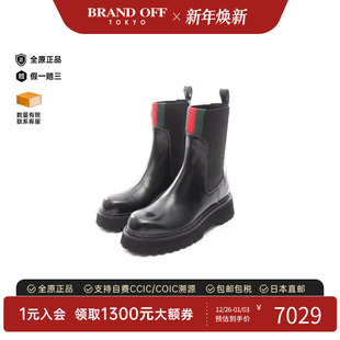 百搭BRANDOFF 时尚 中古Gucci古驰女S级99新boots靴牛皮鞋 黑色正品