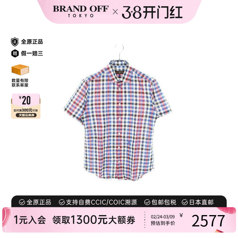 中古LV路易威登男A级95新short sleeve shirt短袖上衣棉上衣蓝色