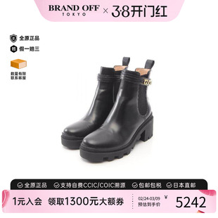 中古Gucci古驰女A级95新boots靴牛皮鞋黑色
