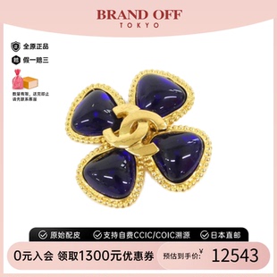 Vintage 中古CHANEL香奈儿A级95新 Brooch胸针幸运草黑金字母
