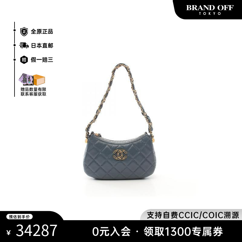 中古Chanel香奈儿女包A级95新chanel 19香奈儿 19牛皮手提包蓝色