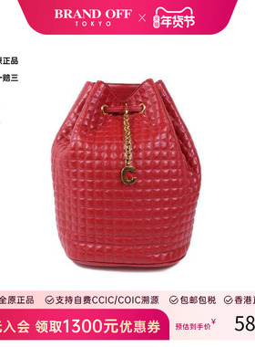 中古Celine赛琳女包B级9新Backpack背包牛皮双肩包红色HK时尚正品