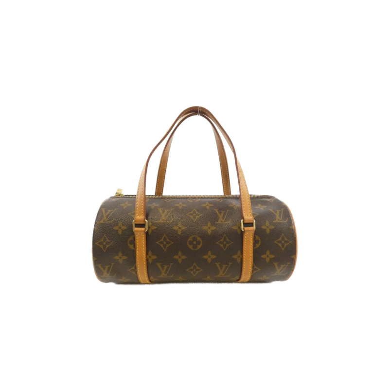 中古LV路易威登女包B级9新 Papillon圆筒包老花手提包