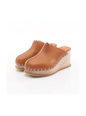 中古Hermes爱马仕女S级99新sandals凉鞋牛皮鞋棕色