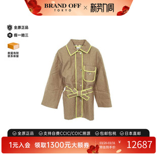 中古Hermes爱马仕女A级95新coat风衣外套帆布外套浅褐色