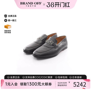 中古Hermes爱马仕男A级95新loafers乐福鞋牛皮鞋黑色