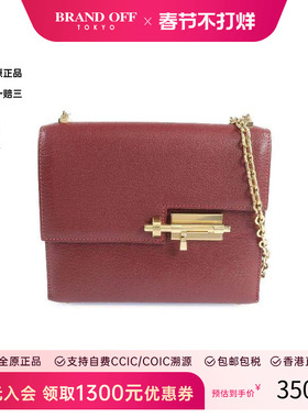 中古Hermes爱马仕女包B级9新Shoulder bag肩包羊皮单肩包红色正品