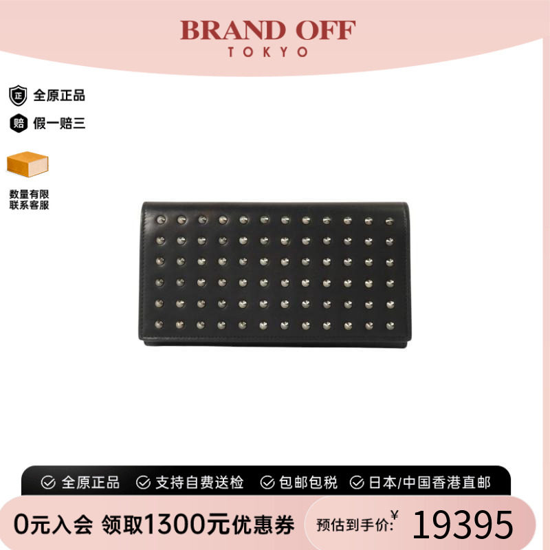 中古YSL圣罗兰女B级9新bi-fold双折牛皮长钱包黑色