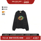 时尚 中古Gucci古驰男B级9新sweat运动衫 棉上衣黑色正品 BRANDOFF