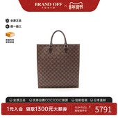 中古LV路易威登女包B级9新Sac plat琴谱包涂层 防水帆布托特包