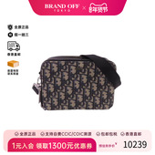 中古Dior迪奥男包B级9新Zipped Pouch相机包帆布斜挎包蓝色正品