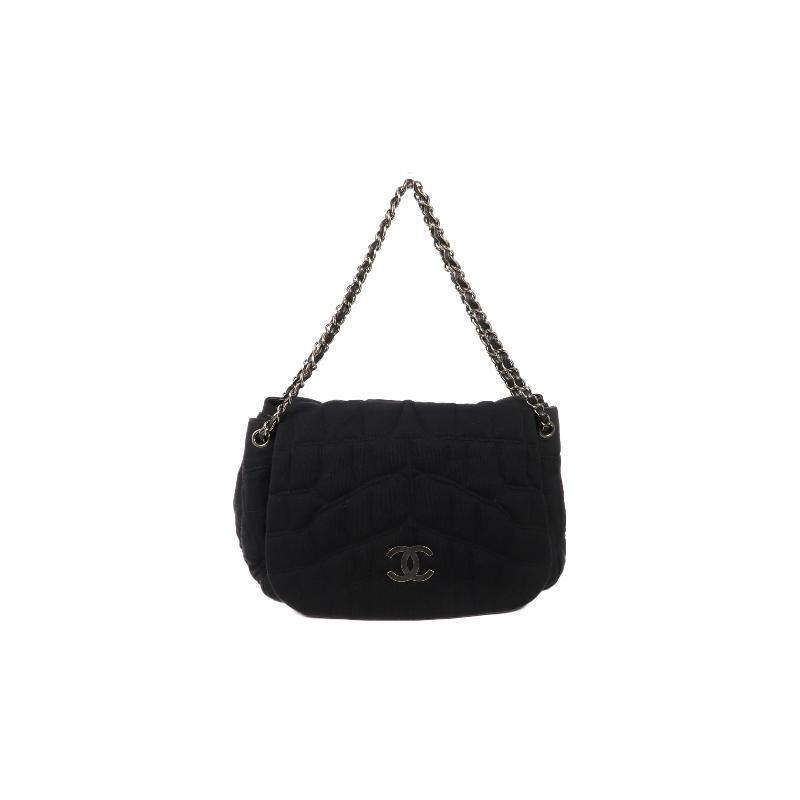 中古Chanel香奈儿女包B级9新Shoulder bag肩包帆布单肩包黑色正品