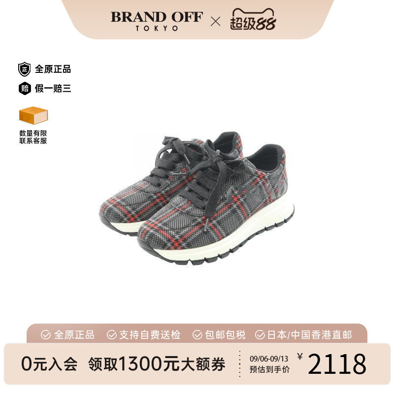 日本中古二奢Prada普拉达女A级95新sneakers运动鞋尼龙鞋黑色正品