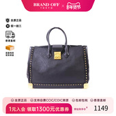 中古MCMMCM女包A级95新Handbag手包涂层 防水帆布手提包黑色