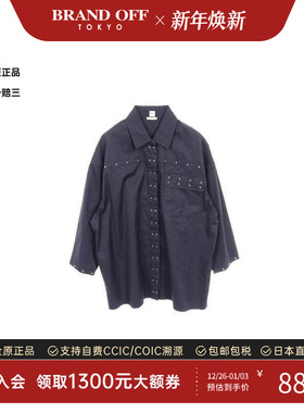 中古Hermes爱马仕女A级95新tops上衣棉上衣黑色正品时尚BRANDOFF