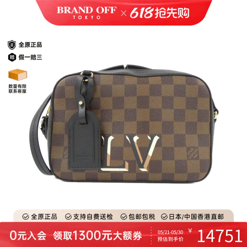 中古LV路易威登女包A级95新 Santa Monica相机包棋盘格斜挎包正品