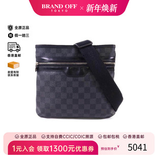 中古LV路易威登男包B级9新Shoulder 防水帆布斜挎包 bag肩包涂层