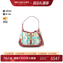 中古Gucci古驰女包A级95新Jackie1961帆布单肩包浅褐色