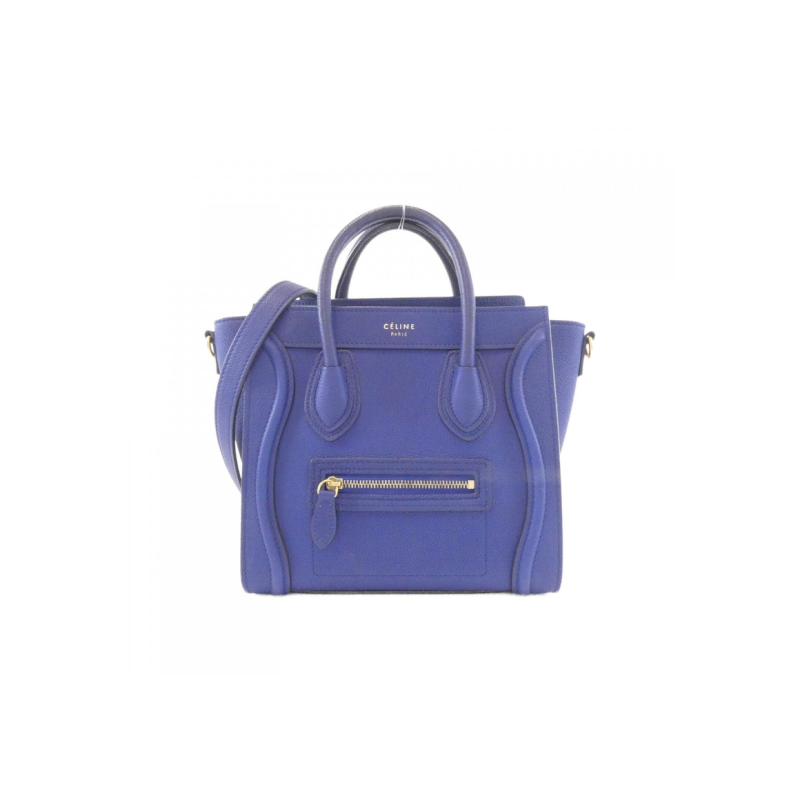 中古CELINE赛琳女包A级95新Luggage Nano笑脸包小牛皮手提斜挎包