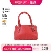 中古Coach蔻驰女包S级99新Handbag手包牛皮手提包红色正品 时尚