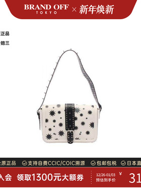 中古Valentino华伦天奴女包A级95新studs铆钉牛皮单肩包白色正品