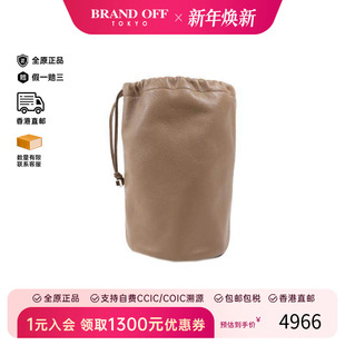 中古Hermes爱马仕女包A级95新Bucket Bag水桶包羊皮手拿包灰色