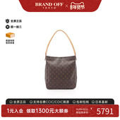 中古LV路易威登女包B级9新LoopingGM名媛包涂层 防水帆布单肩包