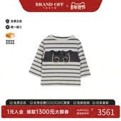 中古Hermes爱马仕女A级95新Cut and sew针织布棉上衣灰色BRANDOFF