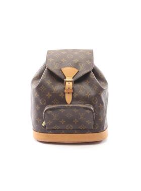 中古LV路易威登女包B级9新Montsouris MM涂层/防水帆布双肩包棕色