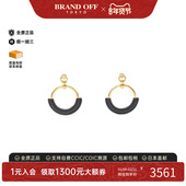 中古Hermes爱马仕女B级9新earrings耳环镀金金属耳夹 耳钉金色