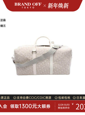 中古Dior迪奥女包A级95新Boston bag波士顿包帆布斜挎包白色时尚