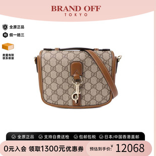 中古Gucci古驰女包A级95新2WAY两用款涂层/防水帆布斜挎包棕色