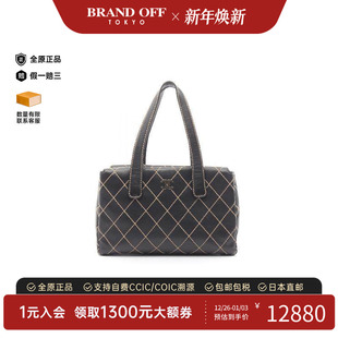 中古Chanel香奈儿女包B级9新wild stitch牛皮托特包黑色BRANDOFF