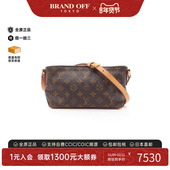 中古LV路易威登女包A级95新Trotteur涂层 防水帆布斜挎包棕色正品