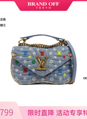 中古LV路易威登女包A级95新Shoulder bag肩包牛仔布斜挎包蓝色